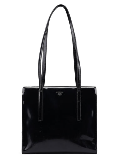 Prada 1995 Black Spazzolato Tote Bag