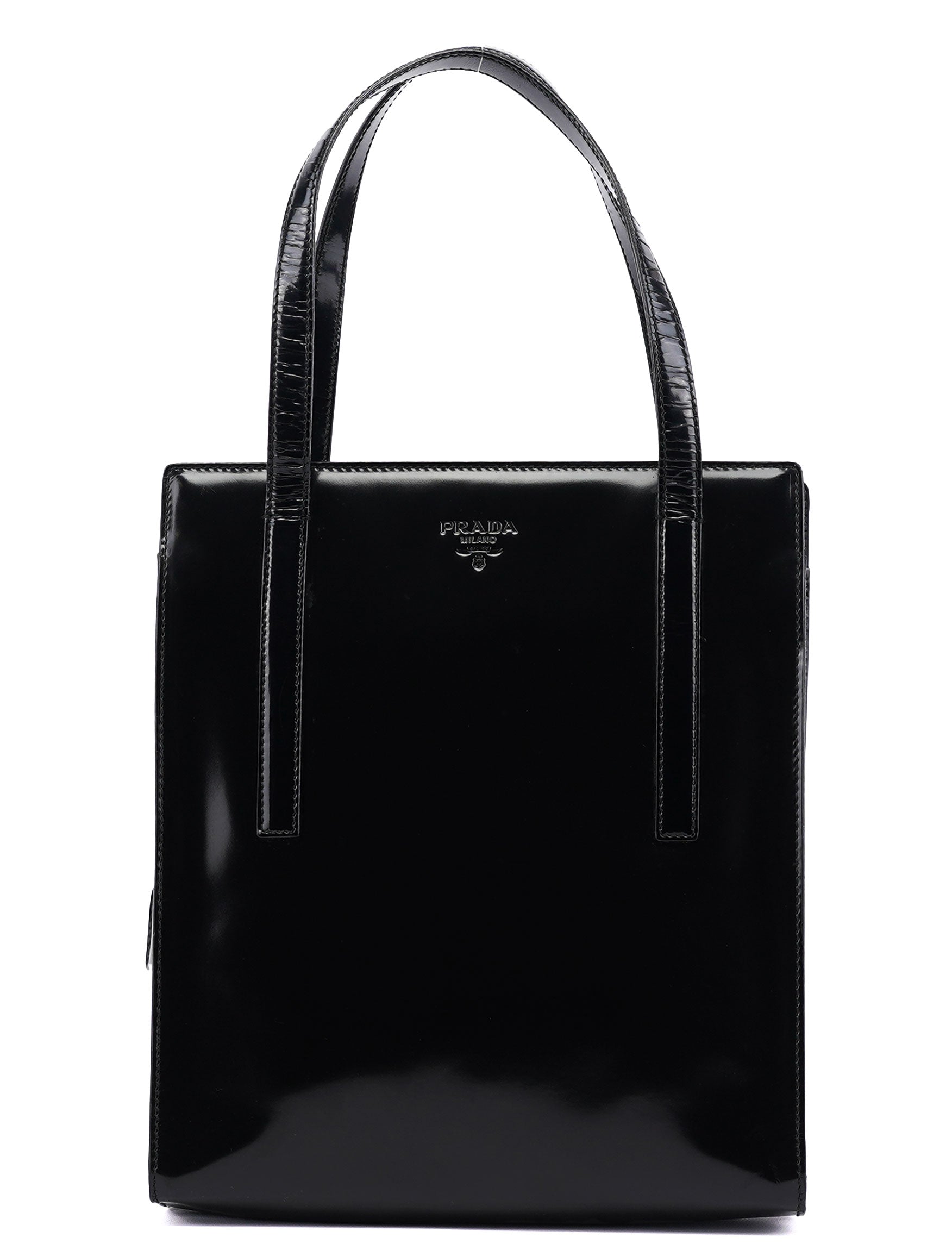 Prada 1995 Black Spazzolato Tote Bag