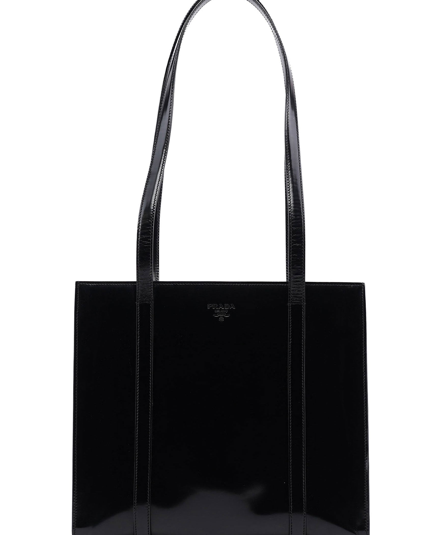 Prada 1995 Black Spazzolato Tote Bag