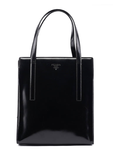 Prada 1995 Black Spazzolato Tote Bag