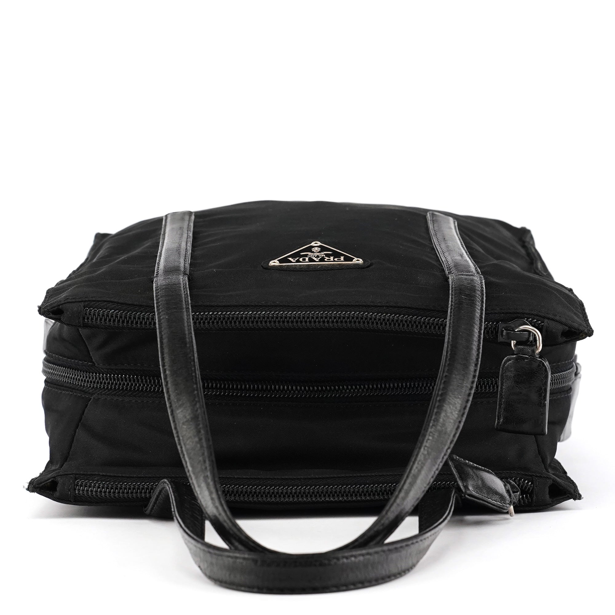 Prada 1995 Black Tessuto Nappa Nylon Tote Bag