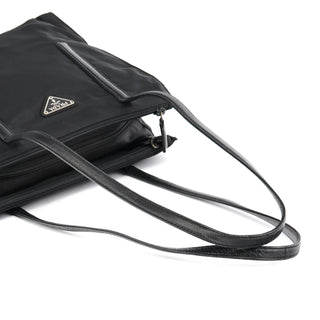 Prada 1995 Black Tessuto Trend Nappa Nylon Tote Bag