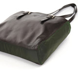 Prada 1995 Brown Green Nappa Tessuto Nylon Tote Bag