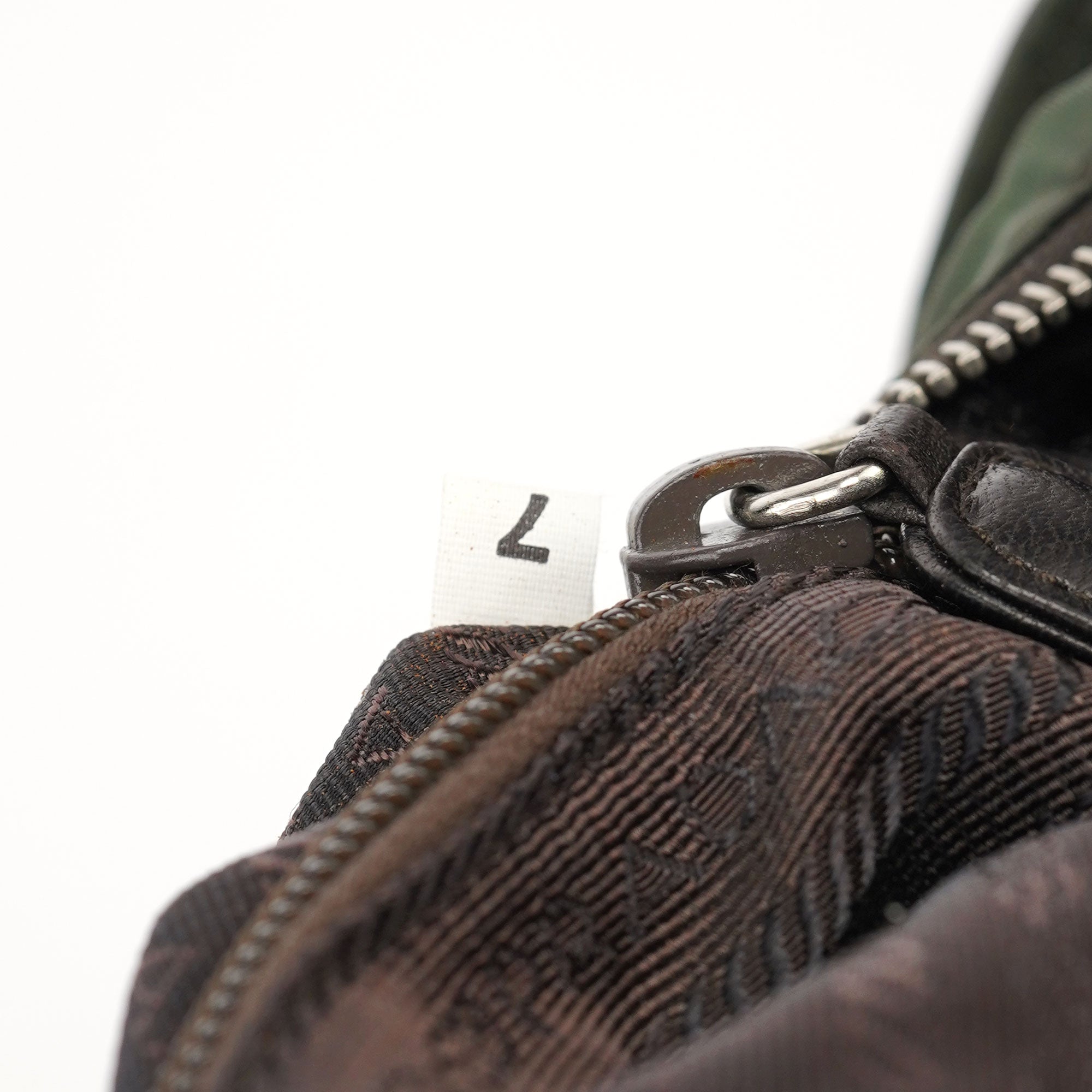 Prada 1995 Brown Green Nappa Tessuto Nylon Tote Bag