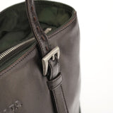 Prada 1995 Brown Green Nappa Tessuto Nylon Tote Bag