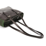 Prada 1995 Brown Green Nappa Tessuto Nylon Tote Bag