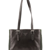Prada 1995 Brown Green Nappa Tessuto Nylon Tote Bag