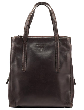 Prada 1995 Brown Nappa Sport Leather Tote Bag