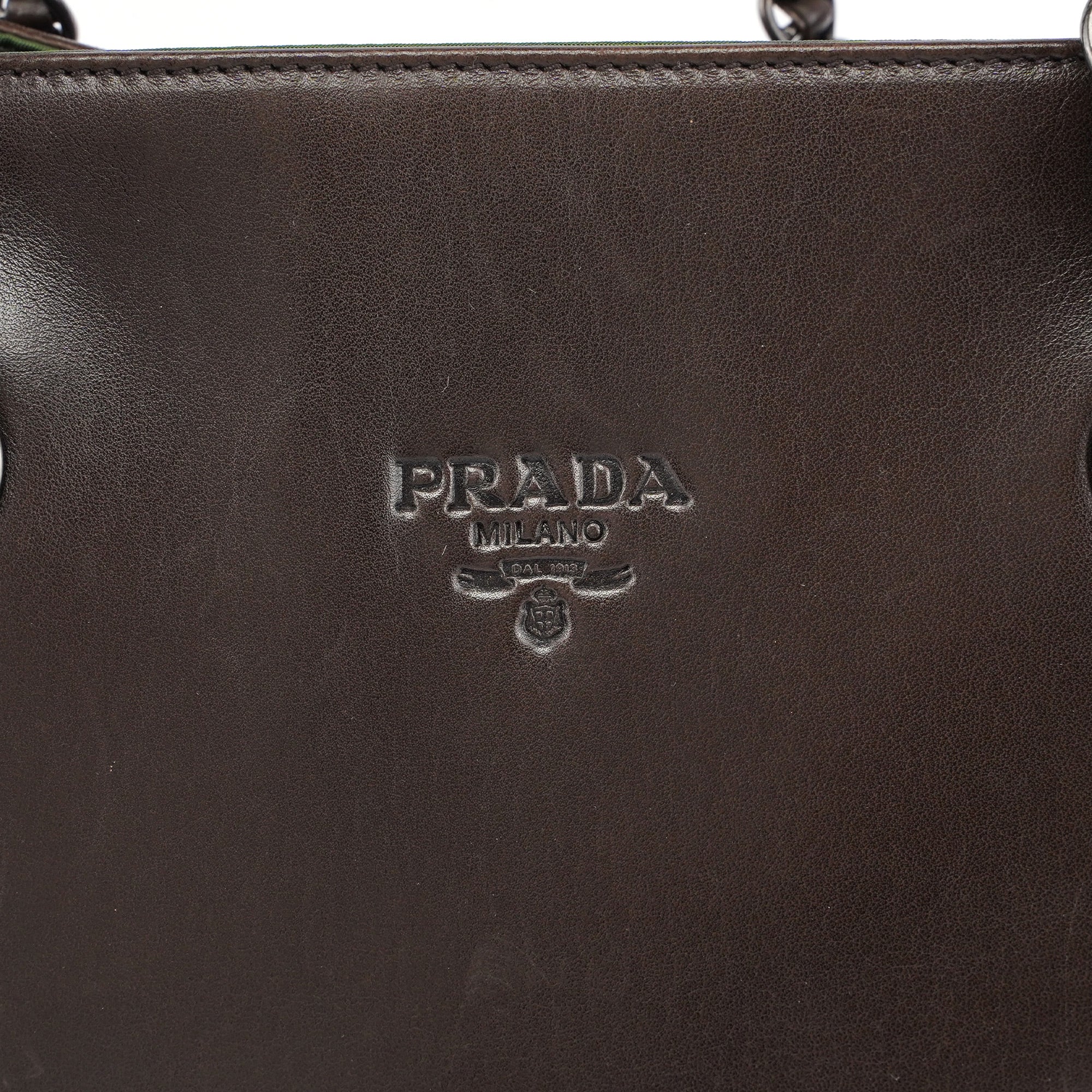 Prada 1995 Brown Nappa Tessuto Chain Tote