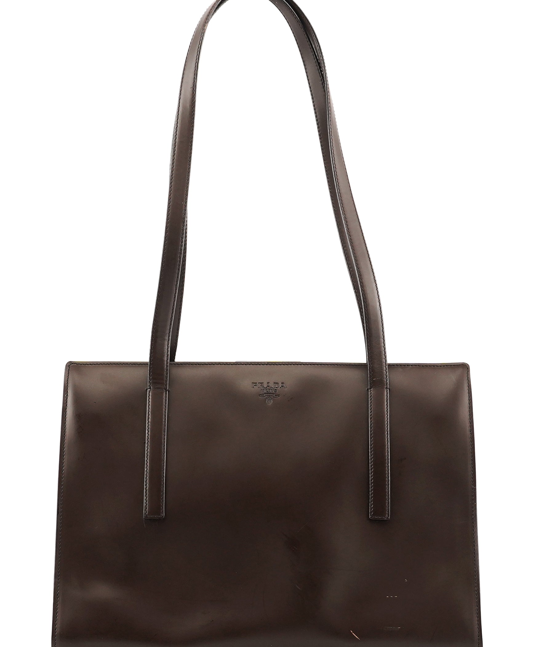 Prada 1995 Brown Spazzolato Sport Clutch Tote Bag