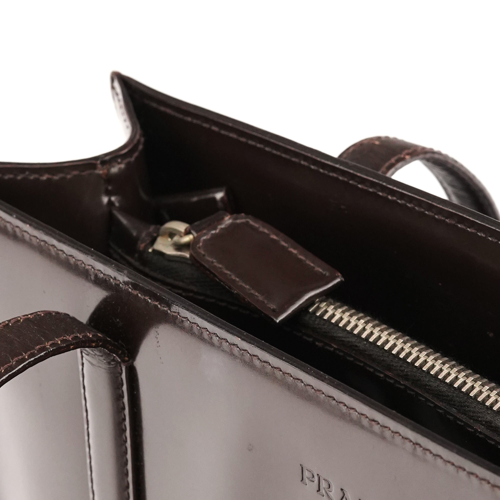 Prada 1995 Spazzolato Sport tote i brunt laklæder