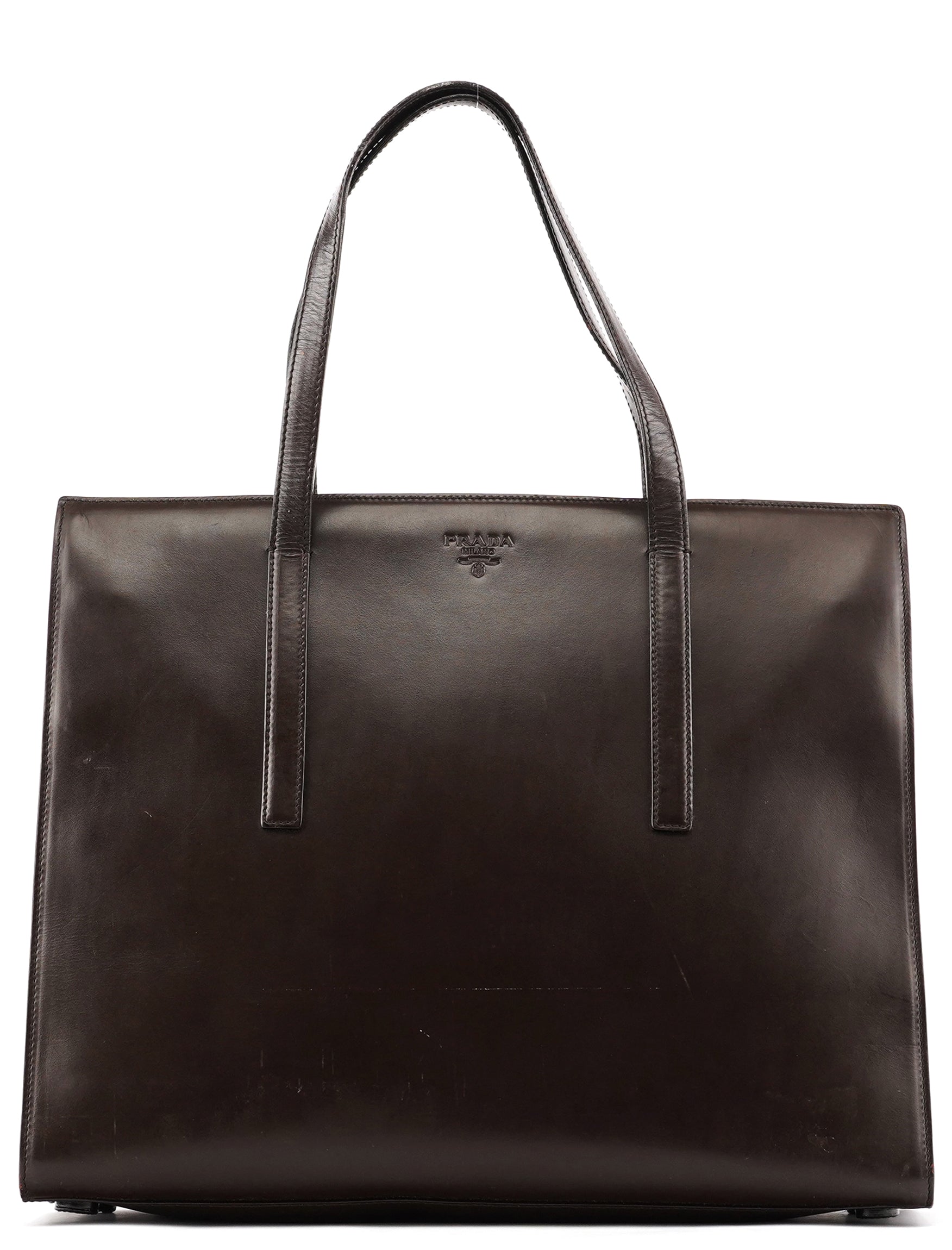 Prada 1995 Brown Vitello Sport Tote Bag
