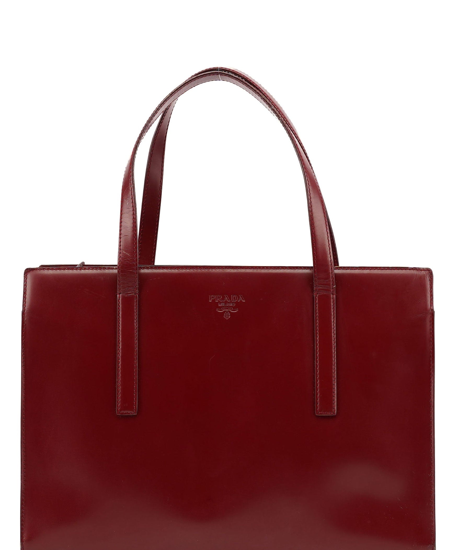 Prada 1995 Burgundy Spazzolato Tote Bag