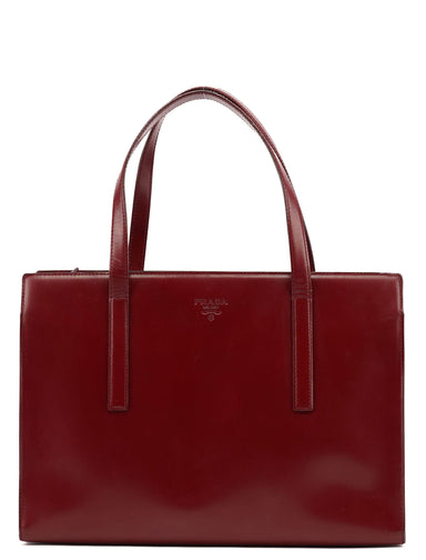 Prada 1995 Burgundy Spazzolato Tote Bag