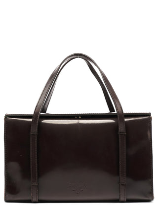 Prada 1995 Dark Brown Spazzolato Box Tote Bag