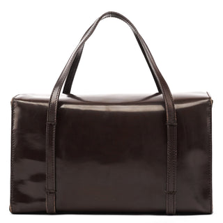 Prada 1995 Dark Brown Spazzolato Box Tote Bag