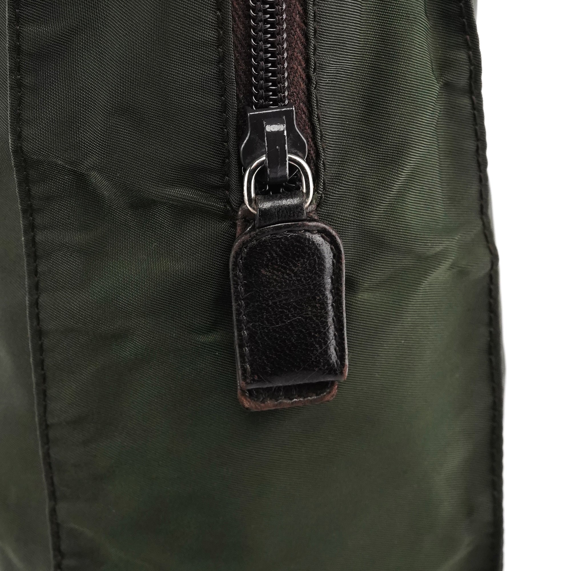 Prada 1995 Green Tessuto Nappa Nylon Tote Bag