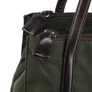 Prada 1995 Green Tessuto Nappa Nylon Tote Bag