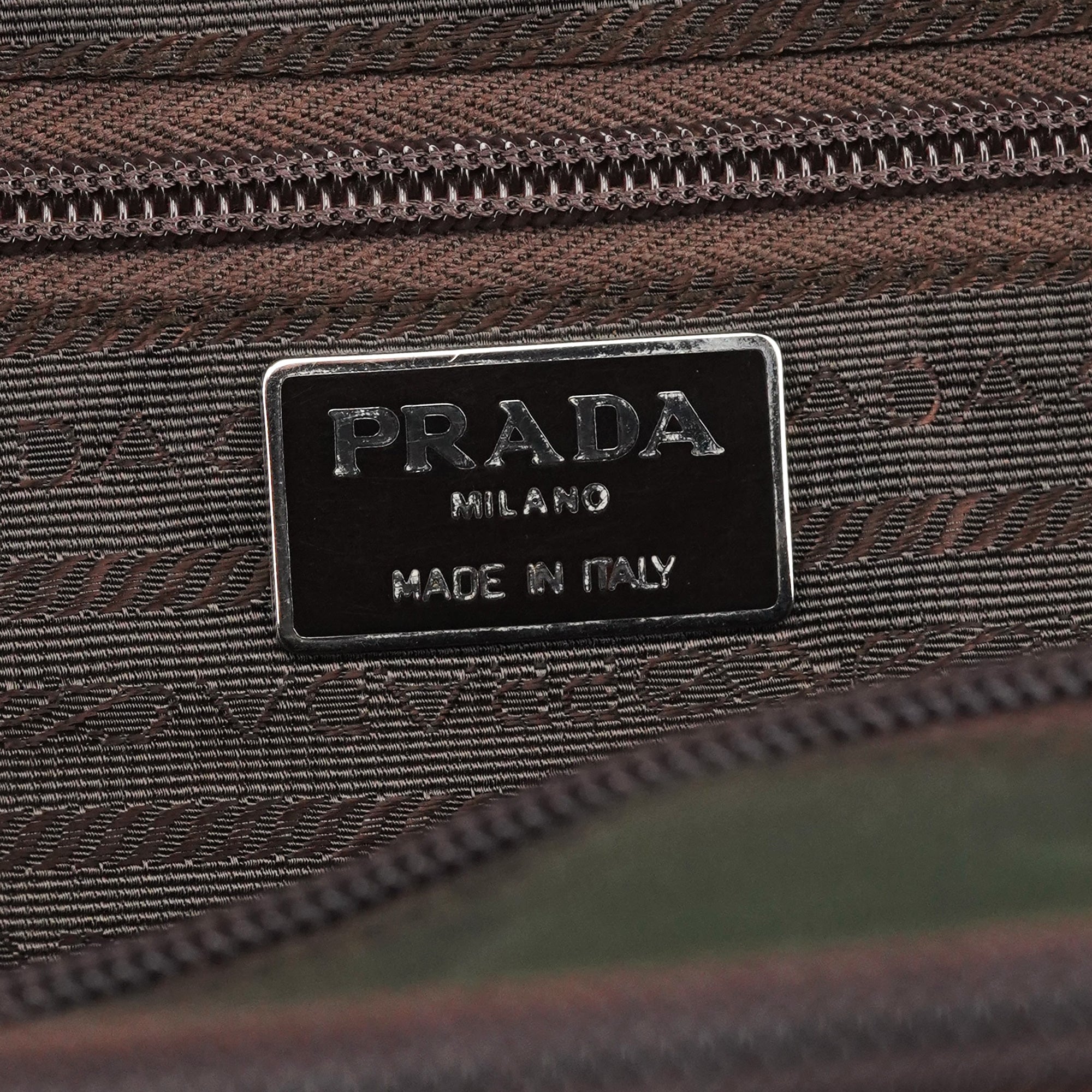 Prada 1995 Green Tessuto Nappa Nylon Tote Bag
