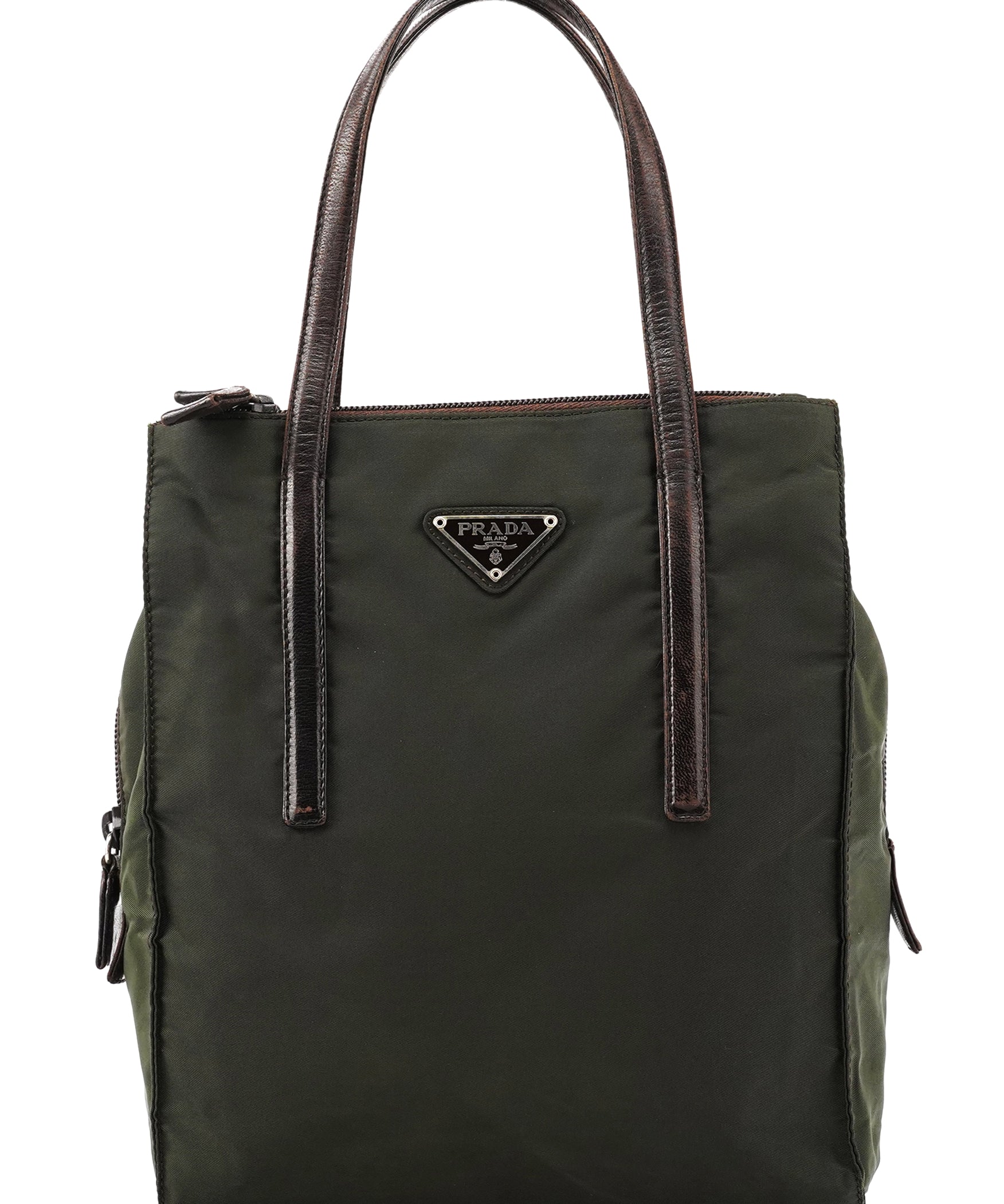 Prada 1995 Green Tessuto Nappa Nylon Tote Bag