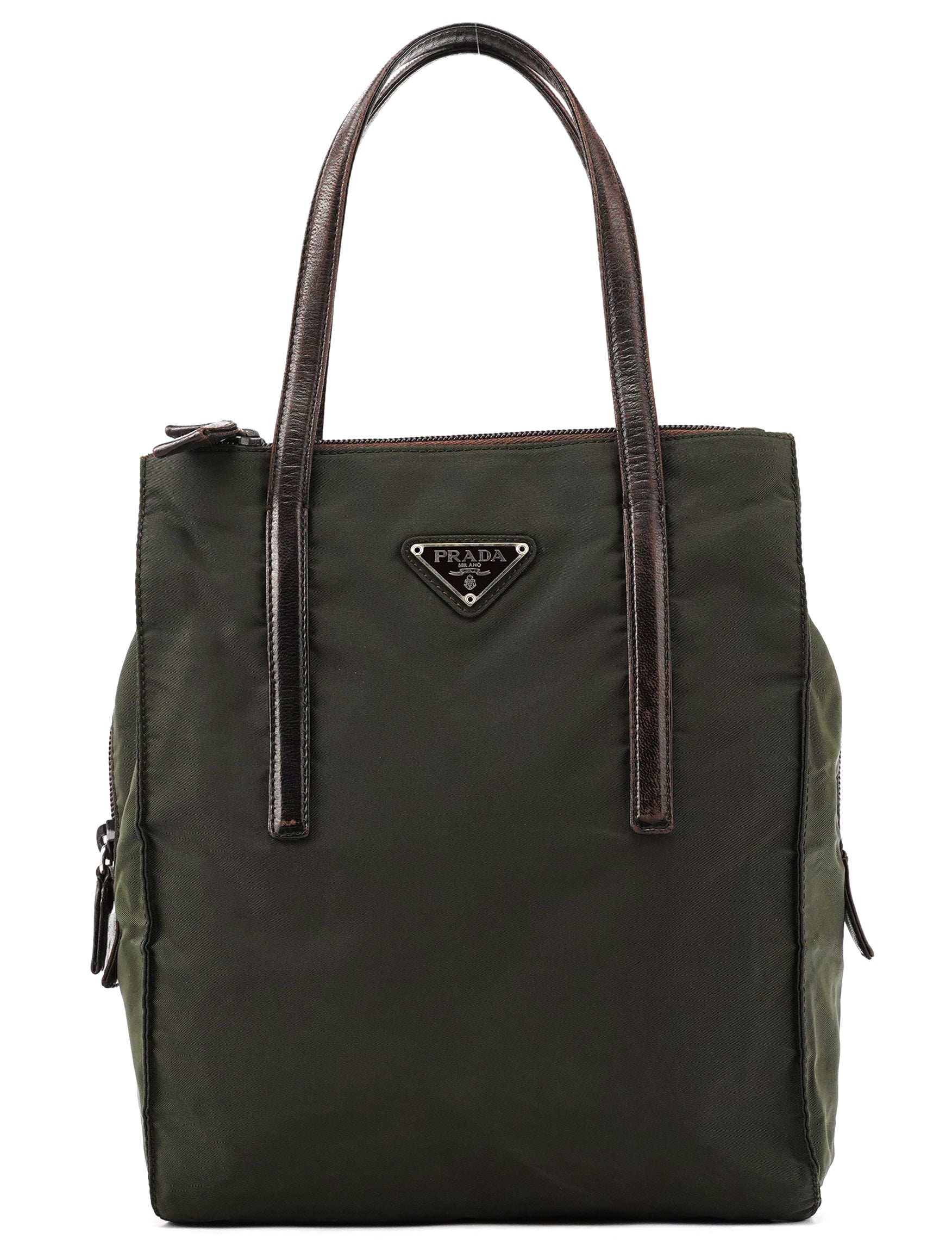 Prada 1995 Green Tessuto Nappa Nylon Tote Bag