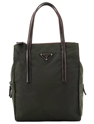 Prada 1995 Green Tessuto Nappa Nylon Tote Bag