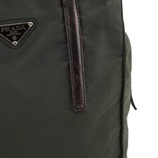 Prada 1995 Green Tessuto Nappa Nylon Tote Bag