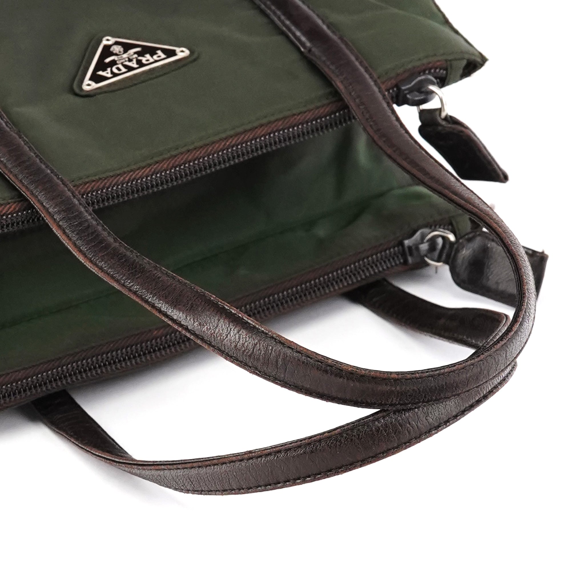 Prada 1995 Green Tessuto Nappa Nylon Tote Bag