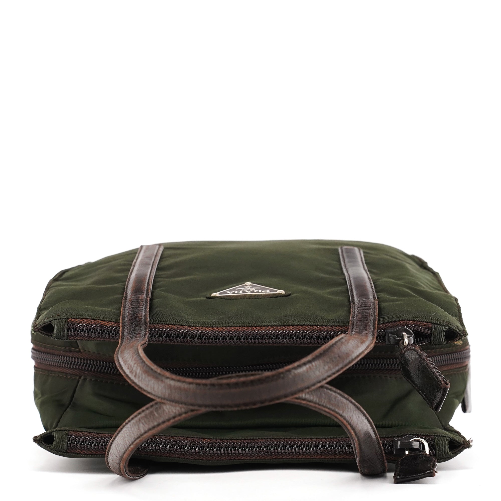 Prada 1995 Green Tessuto Nappa Nylon Tote Bag