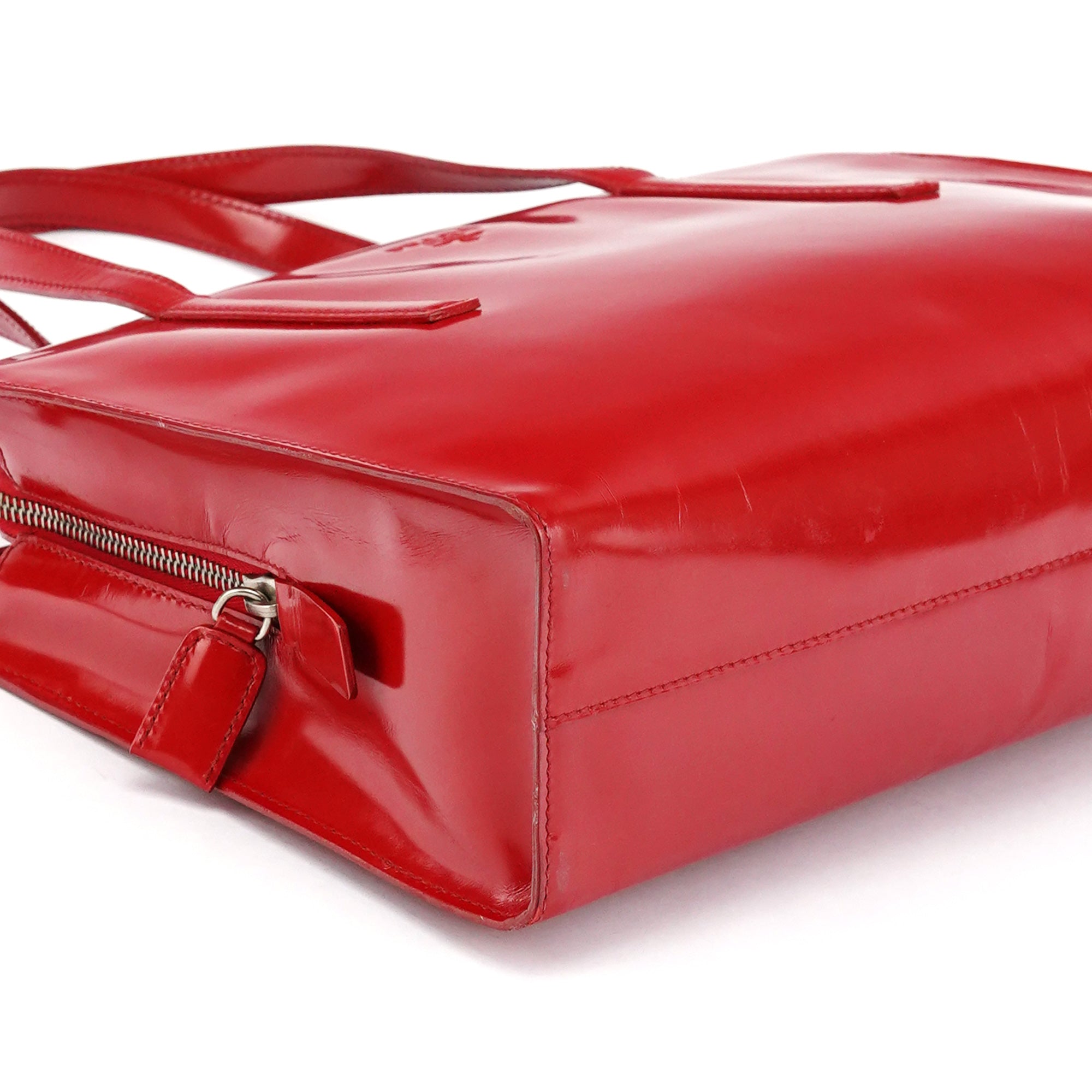 Prada 1995 Red Spazzolato Sport Tote Bag