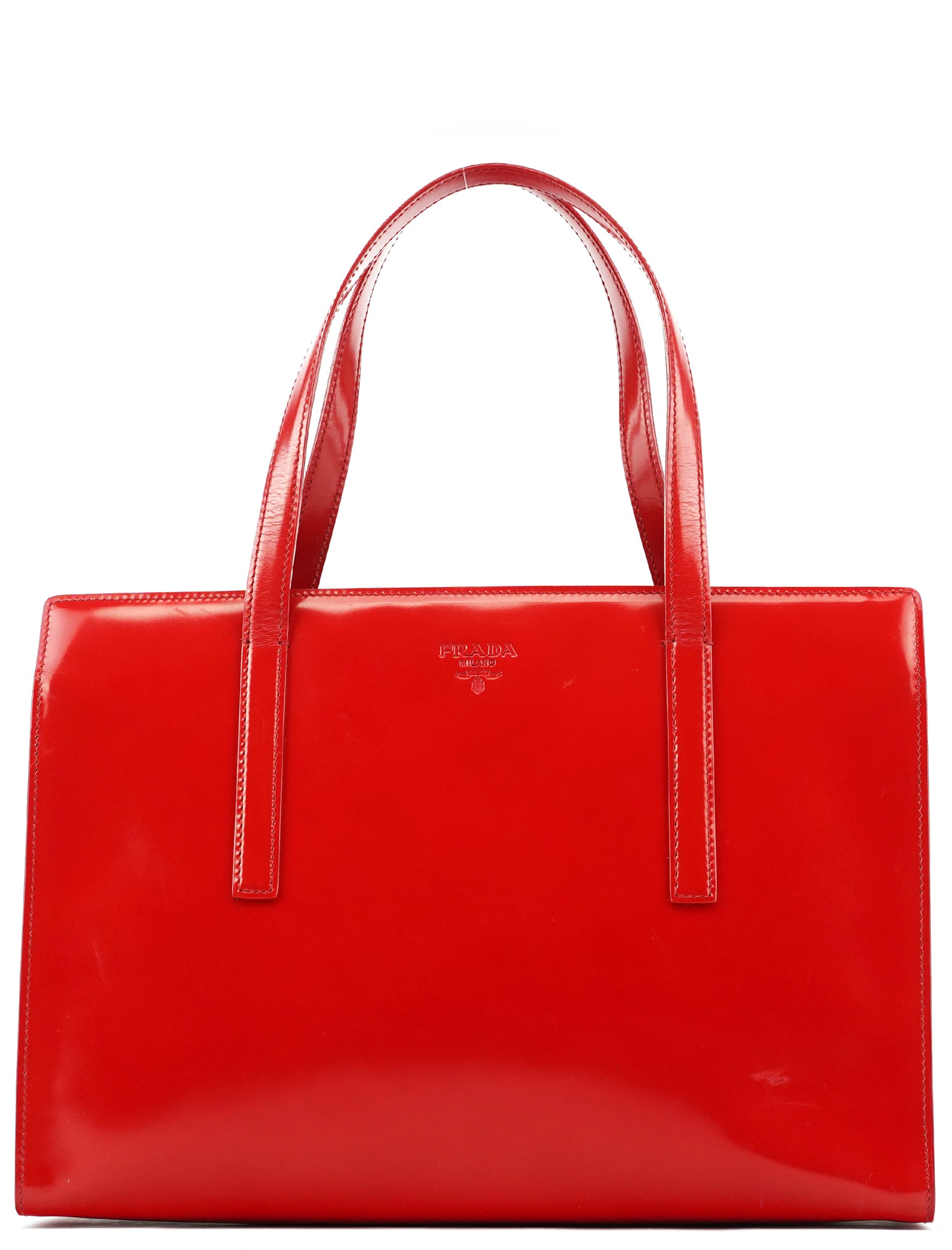Prada 1995 Red Spazzolato Sport Tote Bag