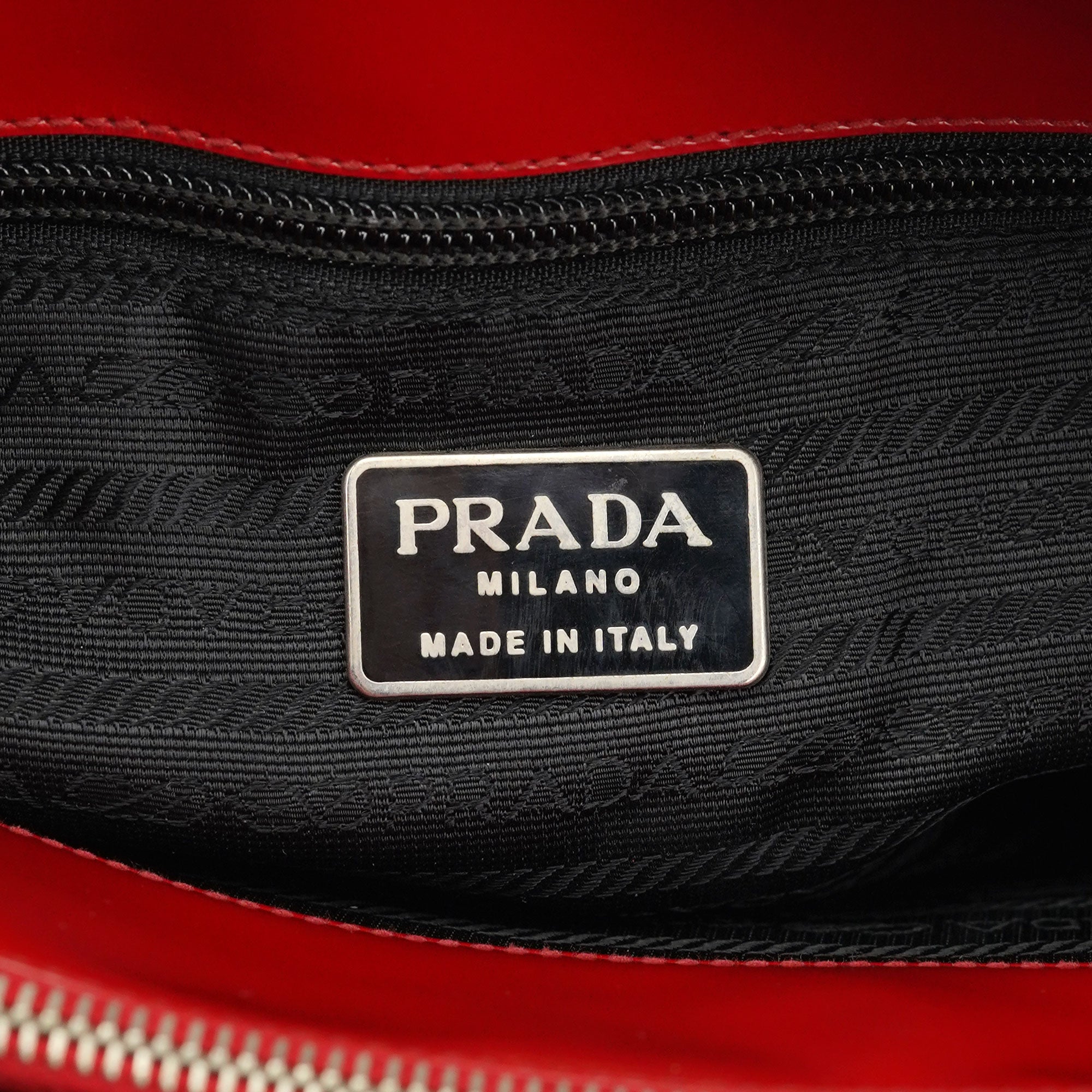Prada 1995 Red Spazzolato Tote Bag