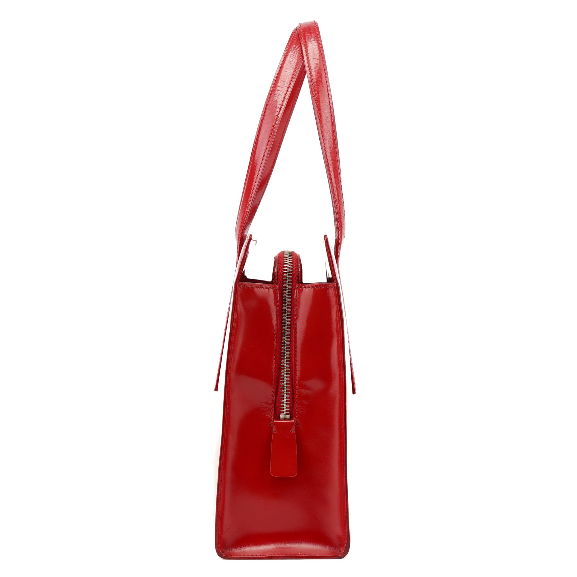 Prada 1995 Red Spazzolato Tote Bag