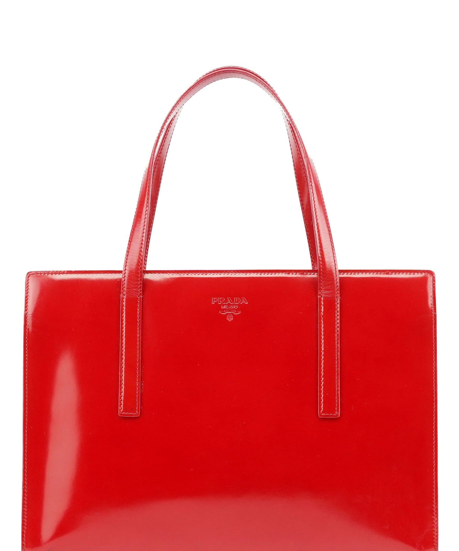 Prada 1995 Red Spazzolato Tote Bag