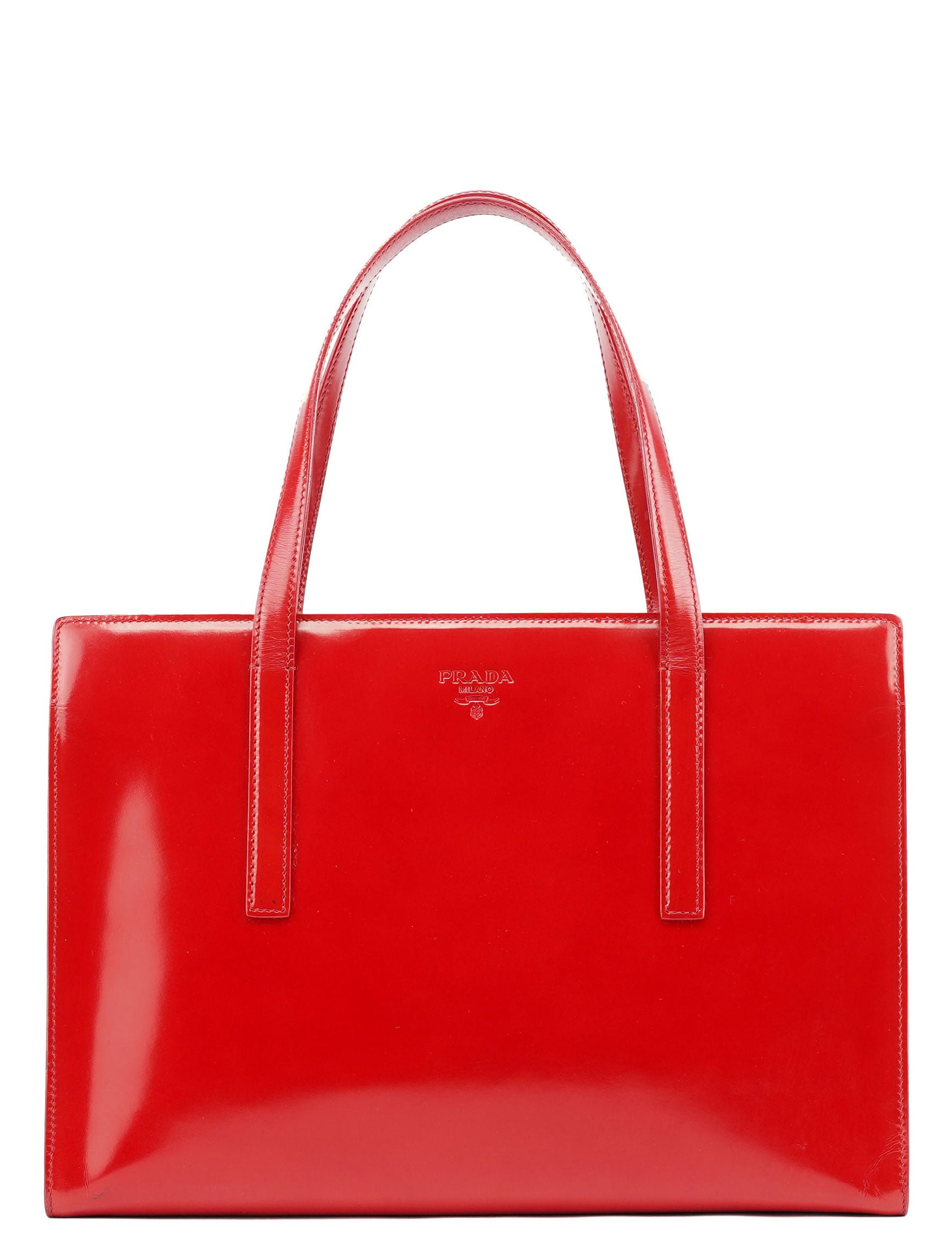 Prada 1995 Red Spazzolato Tote Bag