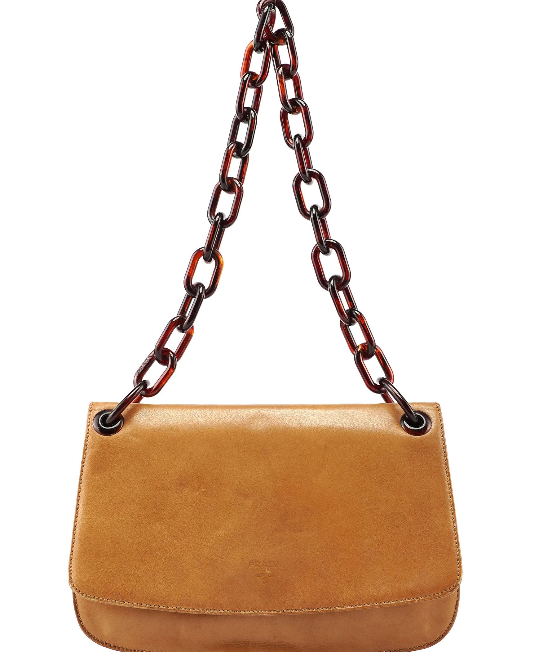 Prada 1996 Beige Madras Swing Chain Bag