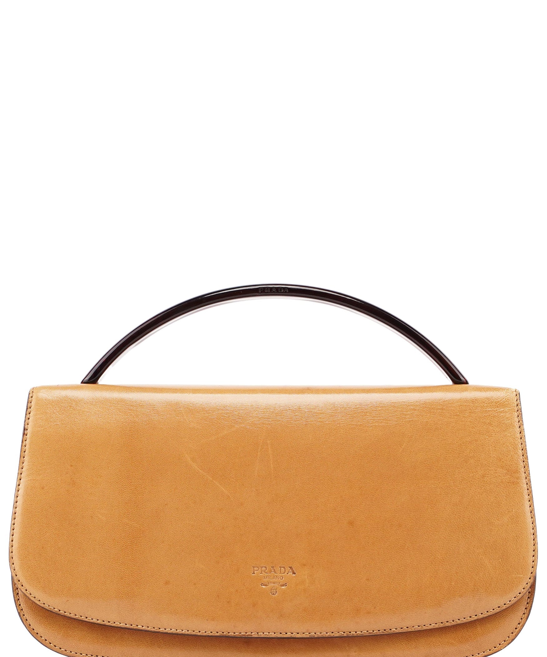 Prada 1996 Beige Madras Swing Top Handle Bag