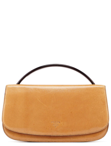 Prada 1996 Beige Madras Swing Top Handle Bag