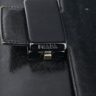 Prada 1996 Black Madras Swing Shoulder Bag