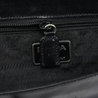 Prada 1996 Black Madras Swing Shoulder Bag