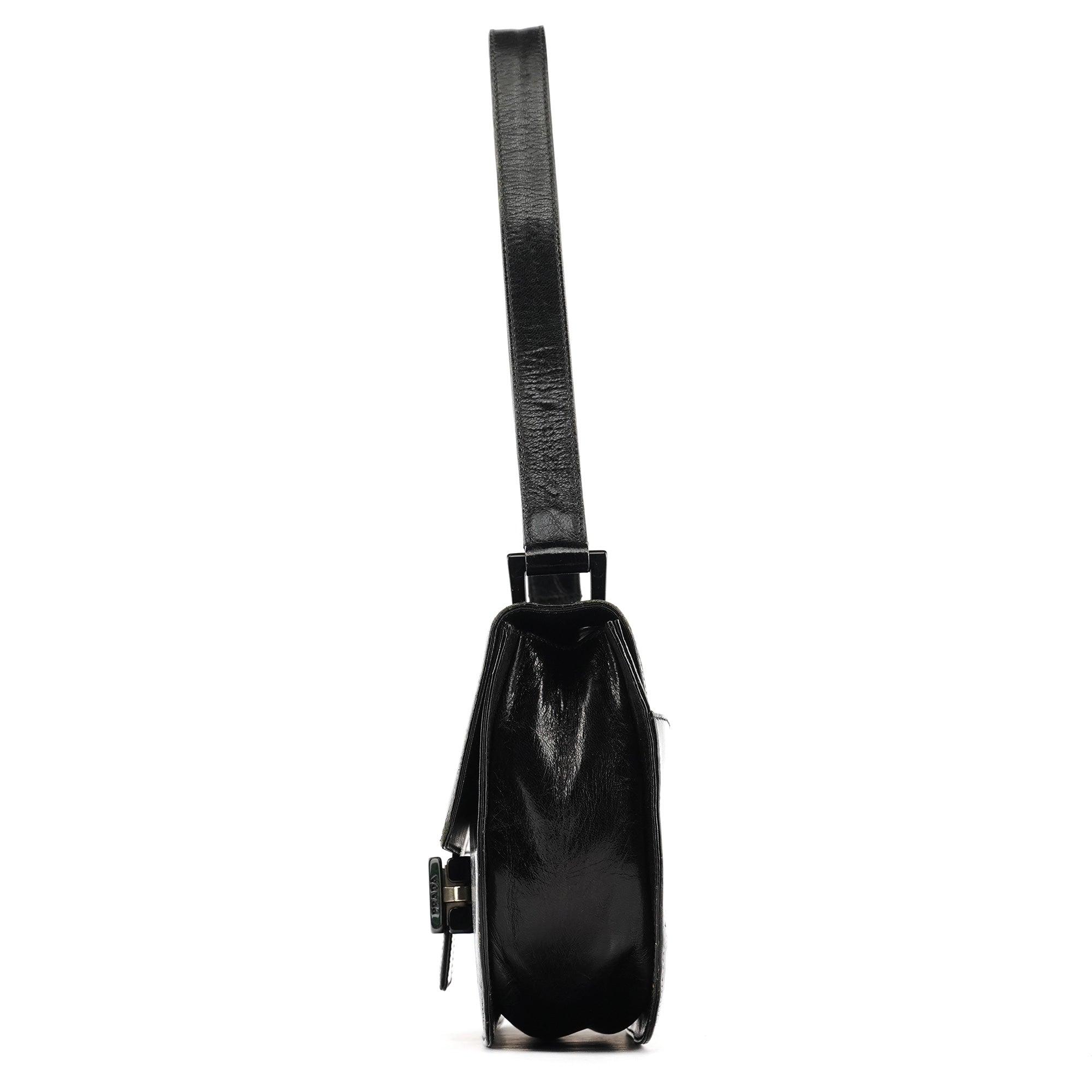 Prada 1996 Sac porté épaule Madras Swing en cuir noir