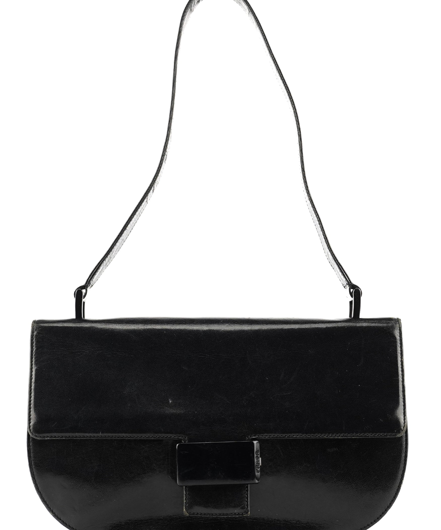 Prada 1996 Black Madras Swing Shoulder Bag
