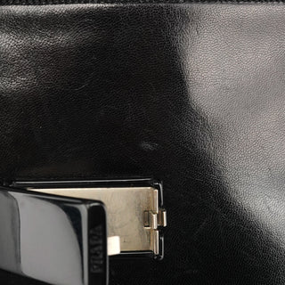 Prada 1996 Black Madras Swing Shoulder Bag