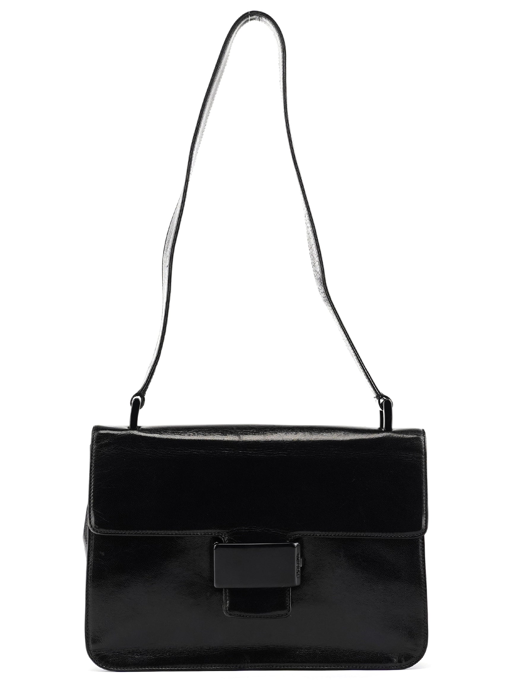 Prada 1996 Sac porté épaule Madras Swing en cuir noir
