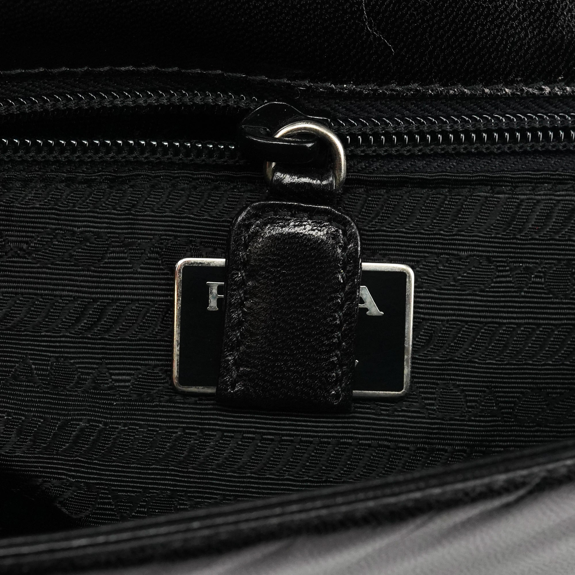 Prada 1996 Black Madras Swing Shoulder Bag