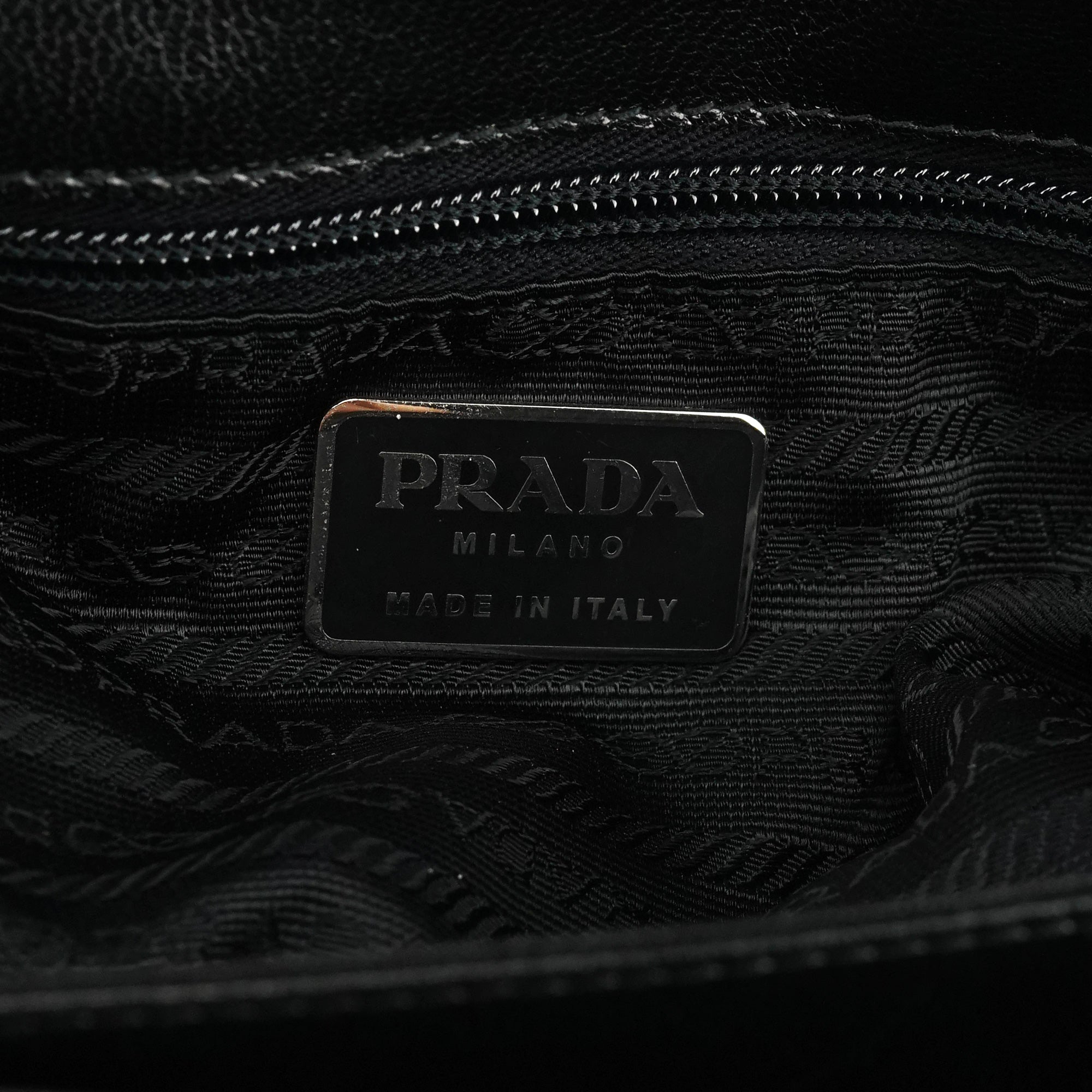 Prada 1996 Black Madras Swing Shoulder Bag