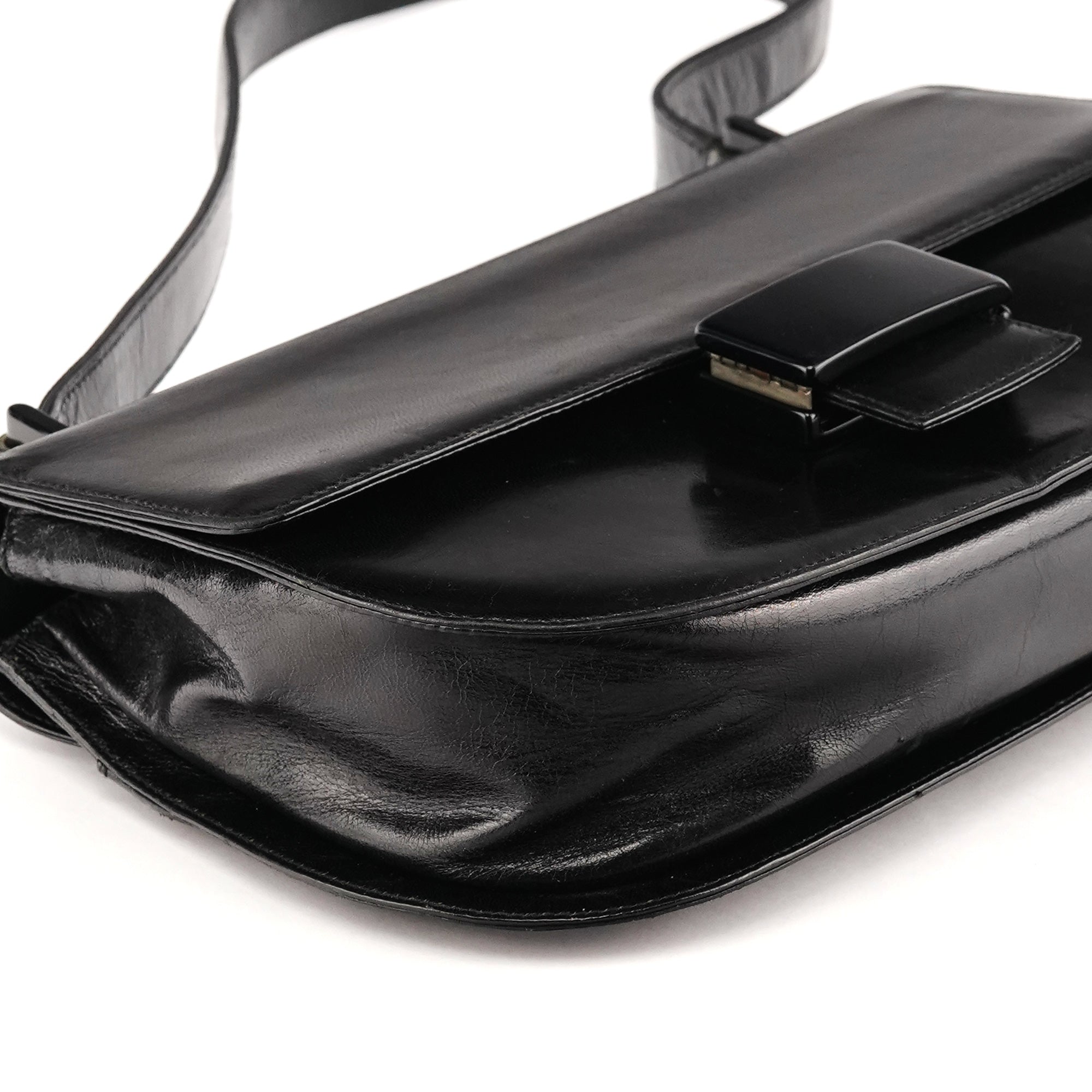 Prada 1996 Black Madras Swing Shoulder Bag