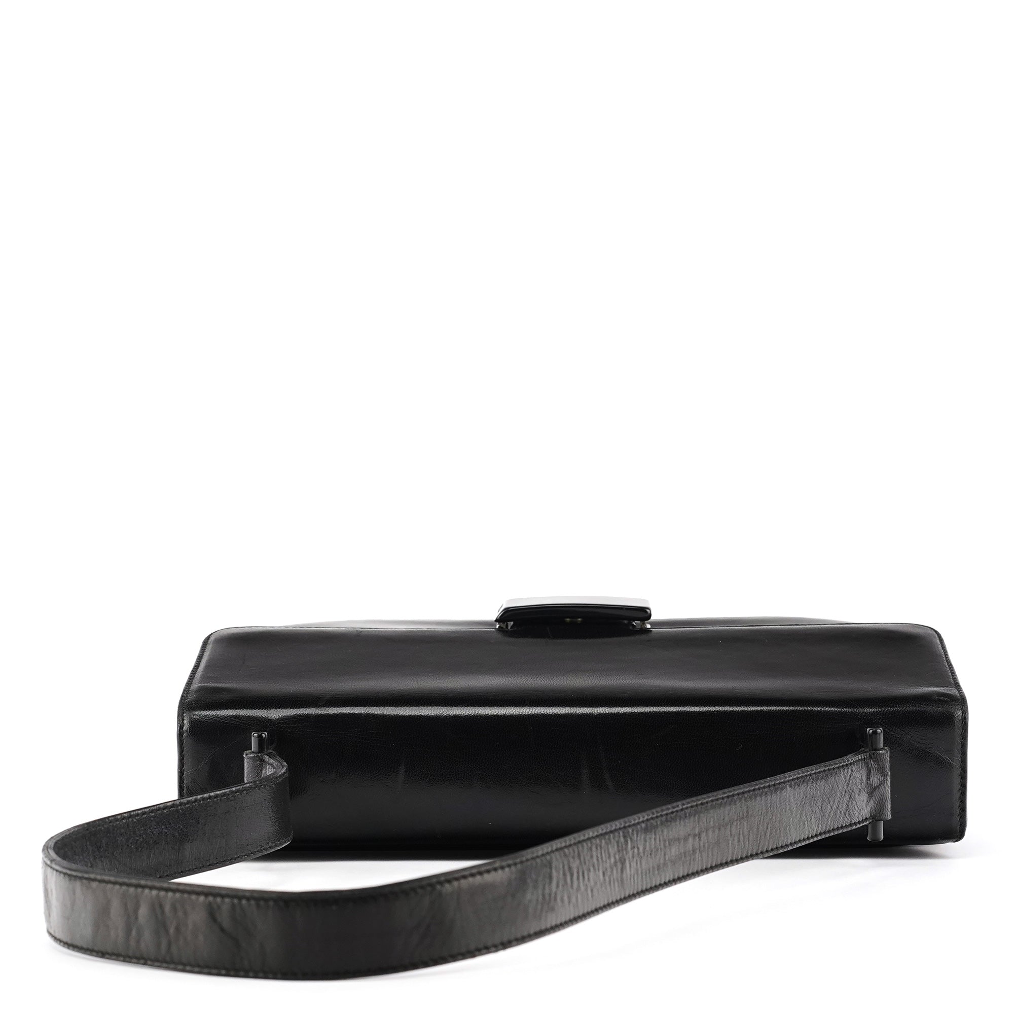 Prada 1996 Black Madras Swing Shoulder Bag
