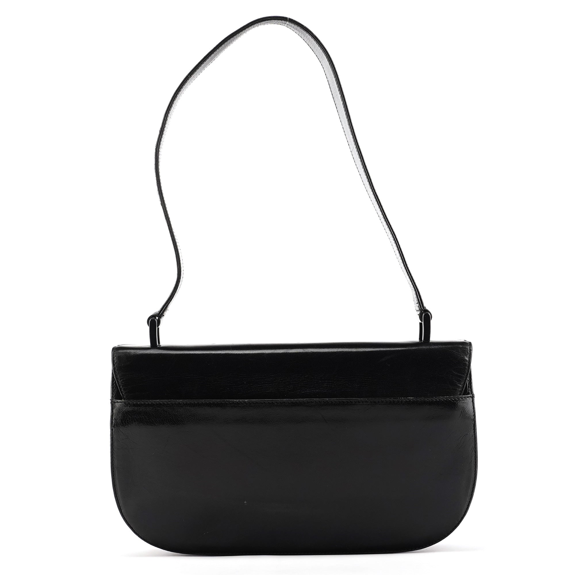 Prada 1996 Black Madras Swing Shoulder Bag