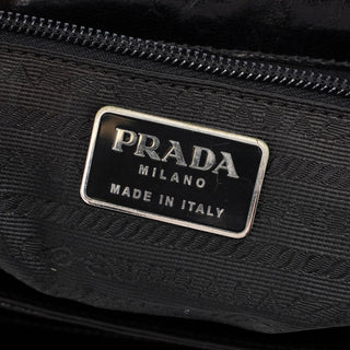 Prada 1996 Black Madras Swing Shoulder Bag